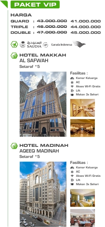 VIP ( AL SAFWAH & AQEEQ MADINAH) 12 hari